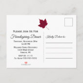 Friendsgivingの夕食の秋の赤は招待状を残します インビテーションポストカード (裏面)