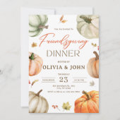 Friendsgiving ディナー 感謝祭 パンプキン 秋 招待状 (正面)