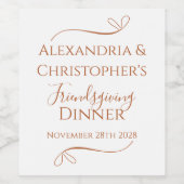 Friendsgiving Dinner Chic Minimal Party  ワインラベル (シングルラベル)
