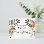 Friendsgiving Dinner Floral Invitation ポストカード (スタンド正面)