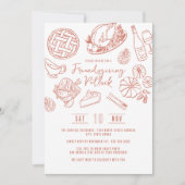 Friendsgiving Dinner Hand Drawn Food Whimsical 招待状 (正面)