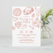 Friendsgiving Dinner Hand Drawn Food Whimsical 招待状 (スタンド正面)