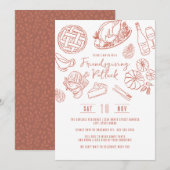 Friendsgiving Dinner Hand Drawn Food Whimsical 招待状 (正面/裏面)