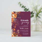Friendsgiving dinner invitation autumnal floral ポストカード (スタンド正面)