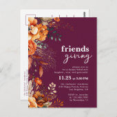 Friendsgiving dinner invitation autumnal floral ポストカード (正面/裏面)
