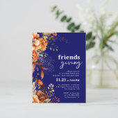 Friendsgiving dinner invitation autumnal floral ポストカード (スタンド正面)