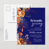 Friendsgiving dinner invitation autumnal floral ポストカード (正面/裏面)