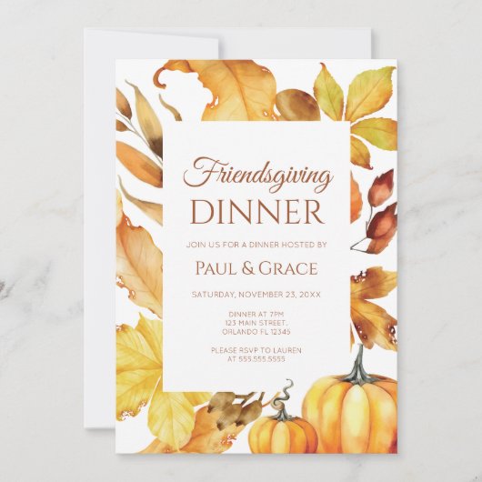 Friendsgiving Dinner Invitation Fall 招待状 (正面)