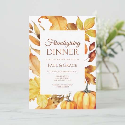 Friendsgiving Dinner Invitation Fall 招待状 (スタンド正面)