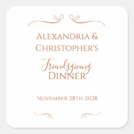 Friendsgiving Dinner Party Chic Minimal  スクエアシール