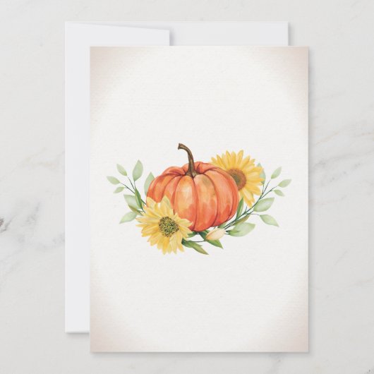 Friendsgiving Dinner Sunflowers & Pumpkins fall 招待状 (裏面)