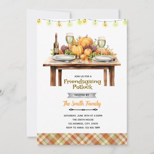 Friendsgiving Potluck party Invitation 招待状 (正面)