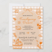 Friendsgiving Pumpkin Hand Drawn Dinner Party  招待状 (正面)