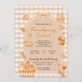 Friendsgiving Pumpkin Hand Drawn Dinner Party  招待状 (正面/裏面)