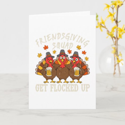 Friendsgiving Squad Turkey Thanksgiving Friends Dr カード (黄色い花)