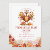 Friendsgiving Thanksgiving Cute Turkey 招待状 (正面/裏面)