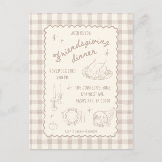 Friendsgiving Thanksgiving Neutral Aesthetic ポストカード (正面)