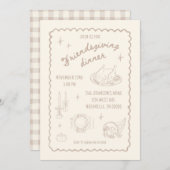 Friendsgiving Thanksgiving Neutral Aesthetic 招待状 (正面/裏面)