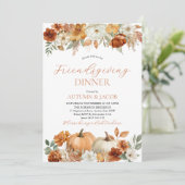 Friendsgiving Thanksgiving Pumpkin Fall Leaves 招待状 (スタンド正面)