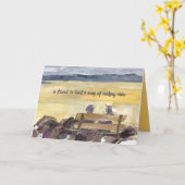 Friendship A Friend is God's Way Women Sunset Lake カード (黄色い花)