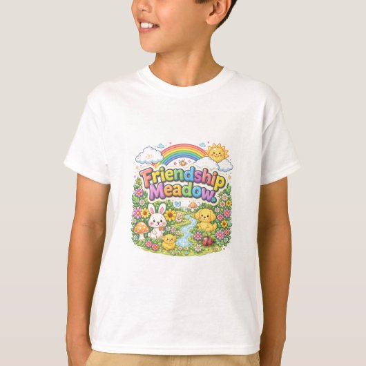 Friendship Meadow Colorful Graphic T-Shirt Design Tシャツ (正面)