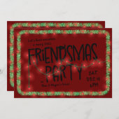 Friendsmasパーティー招待状 | ホリデーライト&ガーランド 招待状 (正面/裏面)
