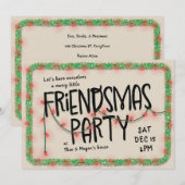 Friendsmas パーティー招待状 | 電飾とガーランド 招待状 (正面/裏面)