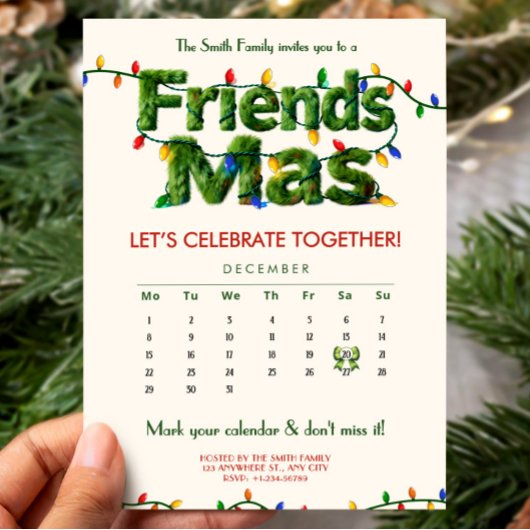 Friendsmas Christmas Party Calendar Winter Holiday 招待状