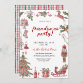 Friendsmas Whimsical Doodle Christmas Party 招待状 (正面/裏面)