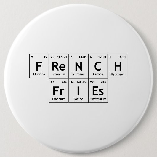 FrIEsフランスの化学周期表単語要素 缶バッジ (正面)