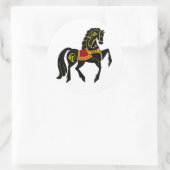 Friesianの民俗黒い種馬か黒い美しい、 ラウンドシール (バッグ)