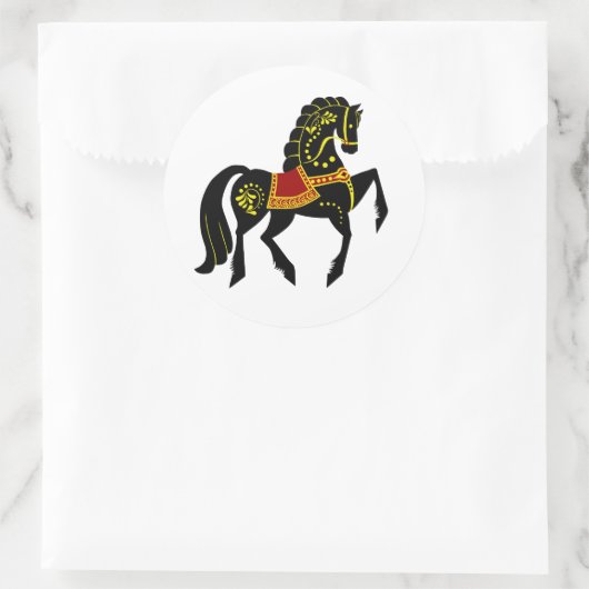 Friesianの民俗黒い種馬か黒い美しい、 ラウンドシール (バッグ)