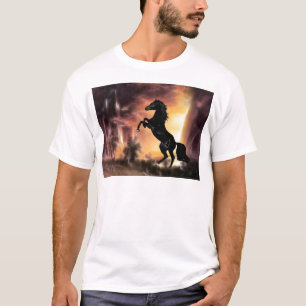 Friesianの種馬の馬の養育 Tシャツ