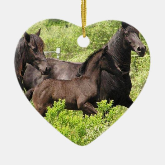 Friesianの雌の子馬のオーナメント セラミックオーナメント (正面)