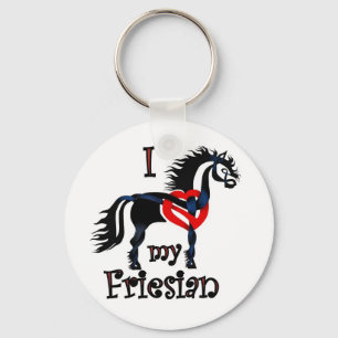 friesianの馬、ケルト族のデザイン キーホルダー