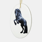 Friesianの馬、cartooned黒い美しいの種馬 セラミックオーナメント (左)