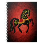 Friesianの黒い種馬か黒い美しい、馬の赤 ノートブック (正面)