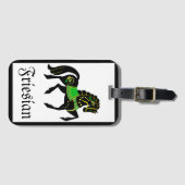 Friesian、黒いスタリオン/フォークFriesianイメージグリーン ラゲッジタグ (正面横)