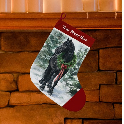 Friesian Christmas Stocking for Horse Lovers ラージクリスマスストッキング