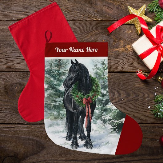Friesian Christmas Stocking for Horse Lovers ラージクリスマスストッキング
