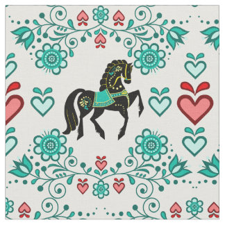 Friesian/Frisianフォークウマaqua/black,ハート, 4" ファブリック