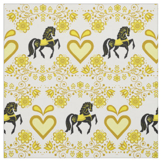 Friesian/Frisianフォーク馬金ゴールド/黒4" ファブリック