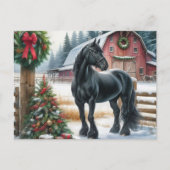 Friesian Horse Merry Christmas  ポストカード (正面)
