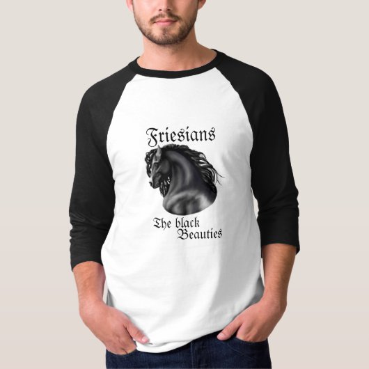 Friesians、黒い美しい Tシャツ (正面)