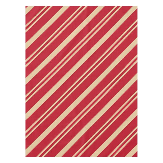 "Fright Night ストライプ Cream"血の赤/不気味なクリーム テーブルクロス (正面)