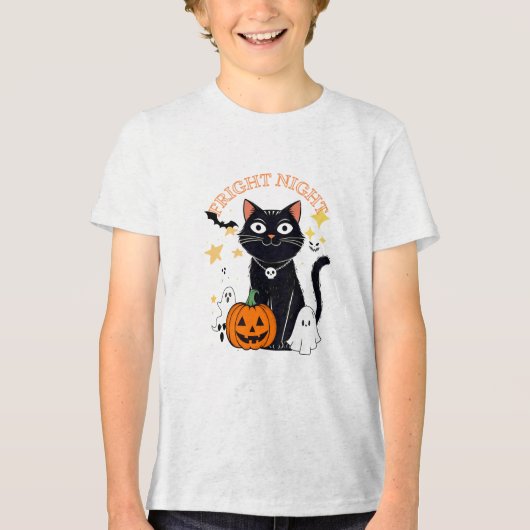 Fright Night Halloween Cat トライブレンドＴシャツ (正面)