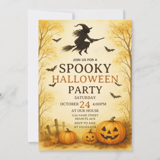 Fright Night Spooky Halloween Party Invitation 招待状 (正面)