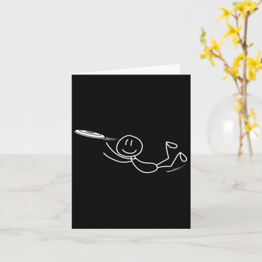 Frisbee Stickman Disc Golf Funny Ultimate Frisbee  カード (黄色い花)