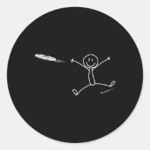 Frisbee Stickman Disc Golf Funny Ultimate Frisbee  ラウンドシール (正面)
