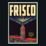 Frisco Vintage Old Vegetables Crate Labels Ad ポスター<br><div class="desc">A label is a piece of paper, polymer, cloth, metal, or other material affixed to a container or article, on which is printed a legend, information concerning the product, addresses, etc. A label may also be printed directly on the container or article. Labels have many uses: product identification, name tags,...</div>